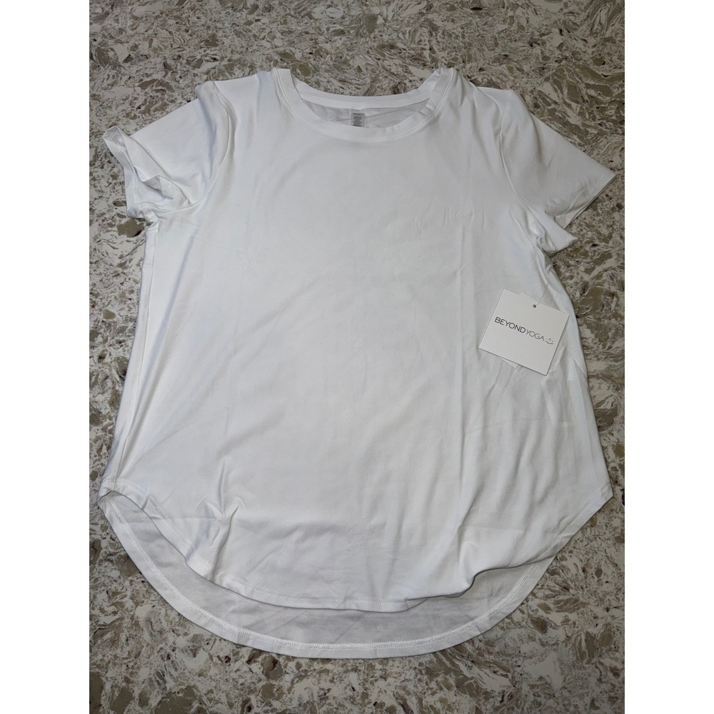 Beyond Yoga Womens Featherweight Balanced Tee White Heather size Medium - Picture 1 of 4